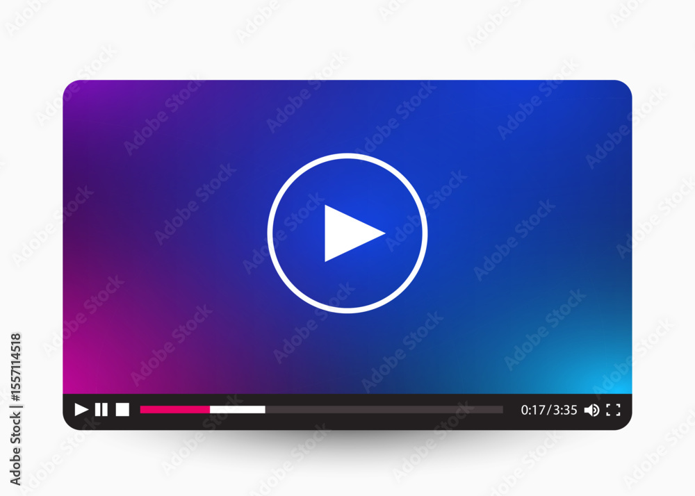 Flat video player template for web and mobile apps. Vector illustration