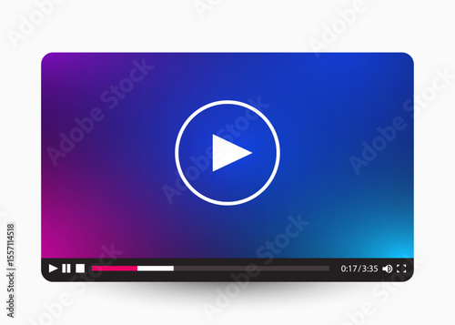 Flat video player template for web and mobile apps. Vector illustration