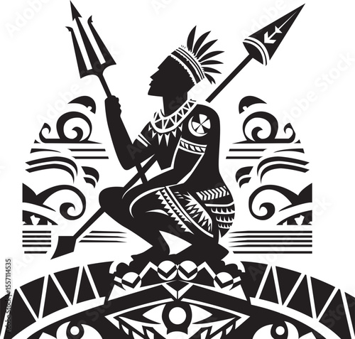 Illustration of a male American Indian in the shilouette style
