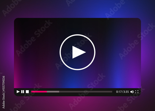Flat video player template for web and mobile apps. Vector illustration