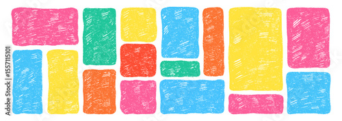 Set of rectangular liquid frames with organic texture of crayon, chalk or pastel . Stamps with rectangle shapes. Color vector illustration on a white background.