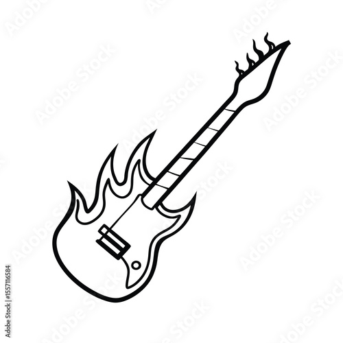 electric guitar fire outline drawing