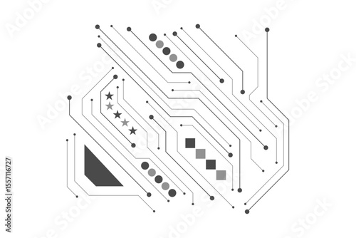 Computer communication cybernetic element. Circuit board vector illustration. High-tech technology background texture.