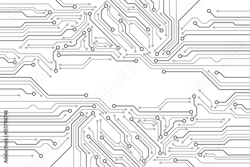 Abstract background with technology circuit board texture. Electronic motherboard illustration. Communication and engineering concept. Vector illustration