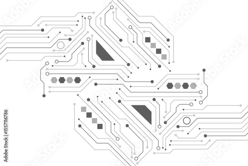 Computer communication cybernetic element. Circuit board vector illustration. High-tech technology background texture.