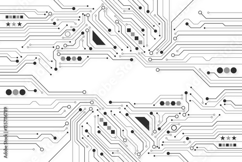 Abstract background with technology circuit board texture. Electronic motherboard illustration. Communication and engineering concept. Vector illustration