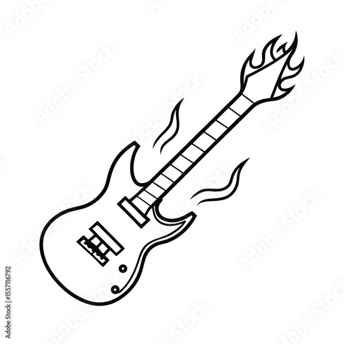 electric guitar fire outline drawing