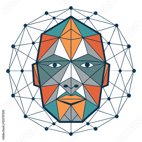 A mesmerizing abstract 3D network of interconnected geometric triangle facets, floating in space.
