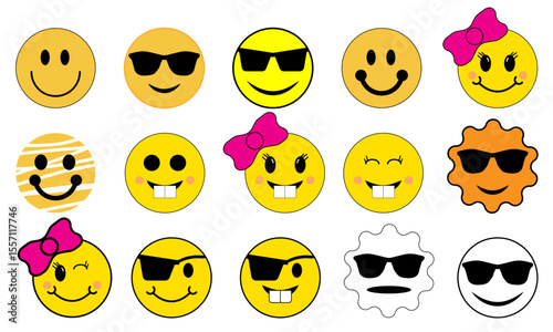A big set of funny cartoon smileys, Emoji  vector