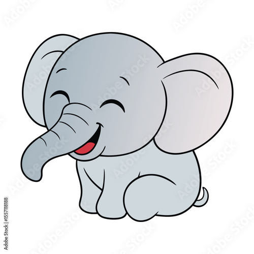 Adorable baby elephant playfully covering its eyes with its trunk a joyful cartoon character