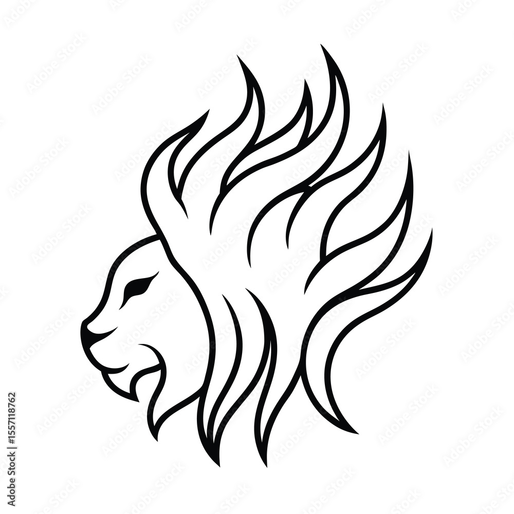 Fototapeta premium flaming lines shaping lion mane vector design