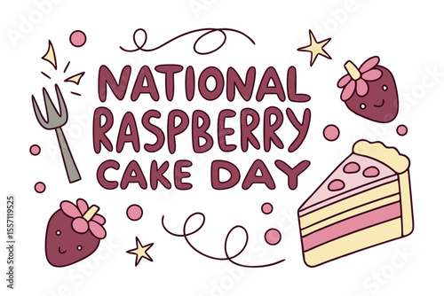 NATIONAL RASPBERRY CAKE DAY vector illustration