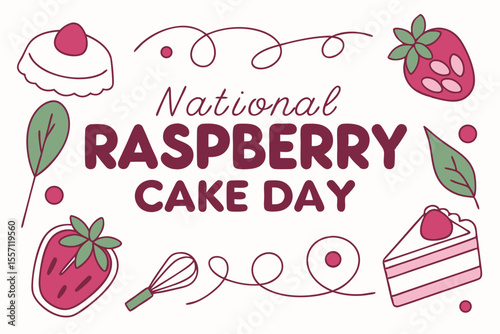 NATIONAL RASPBERRY CAKE DAY vector illustration