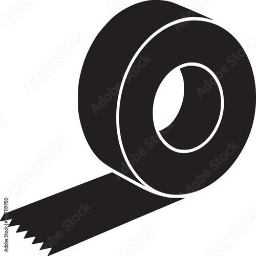 Black tape roll vector illustration for adhesive tape product packaging and design needs isolated on transparent background silhouette
