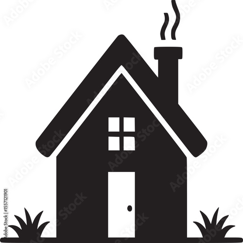 Find your dream home: simple black house icon vector illustration for real estate and design projects on transparent background silhouette