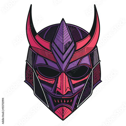 A distorted, glitching polygon mesh forms a mask, its edges frayed and warped.
