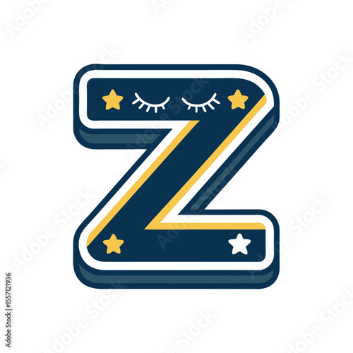 A whimsical graphic featuring a stylized letter Z with sleepy eyes, designed for a dream journal app.