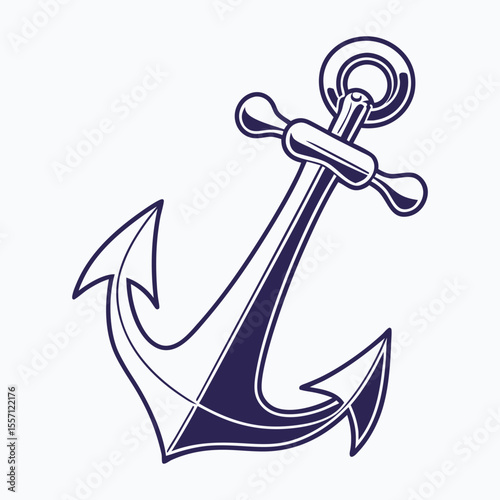 Classic nautical anchor illustration, Retro maritime symbol for ocean themed designs
