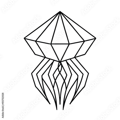 polygon geometric jellyfish line illustration art