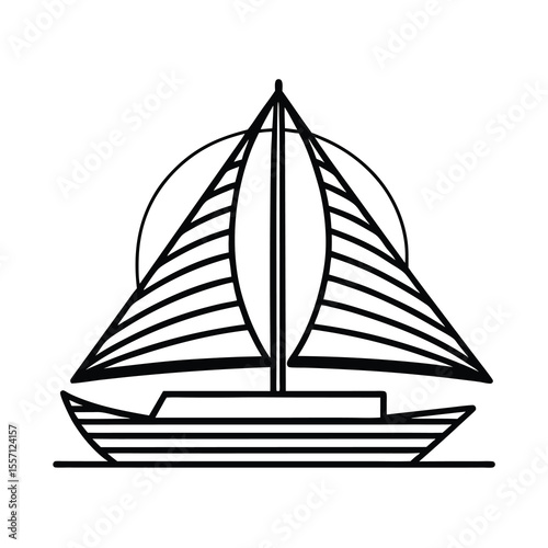 sailboat vector with sunset colors fill