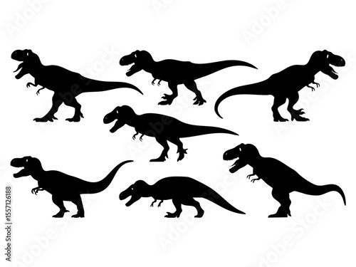 Tyrannosaurus rex silhouette vector illustration of prehistoric dinosaur t rex animal silhouette collection