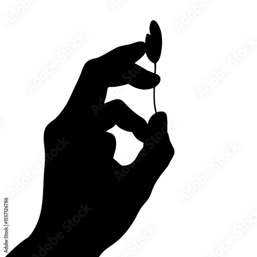 Hand holding small flower silhouette. Delicate silhouette of a hand gently cradling a tiny blossom. This elegant silhouette image is perfect for minimalist designs, showcasing simplicity and grace.