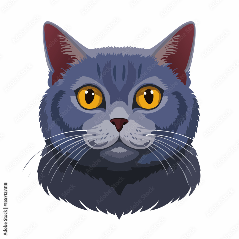 A charming feline graphic presents a detailed portrait of a blue cat with bright yellow eyes, perfect for pet-themed designs. A charming feline graphic presents a detailed portrait of a blue cat with bright yellow eyes, perfect for pet-themed designs.