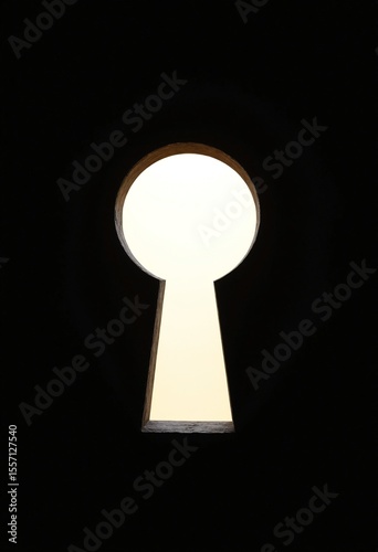Abstract Keyhole Silhouette Revealing a Soft Light Background