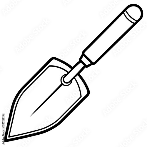Trowel Tool Line Art Vector