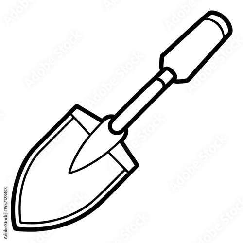 Trowel Tool Line Art Vector