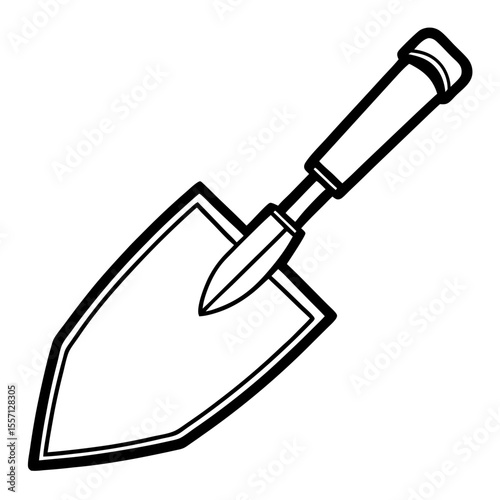 Trowel Tool Line Art Vector
