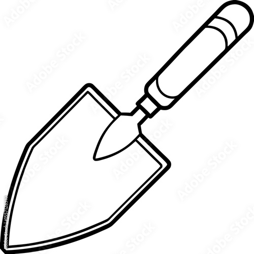 Trowel Tool Line Art Vector