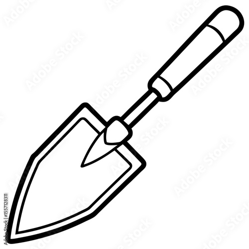 Trowel Tool Line Art Vector