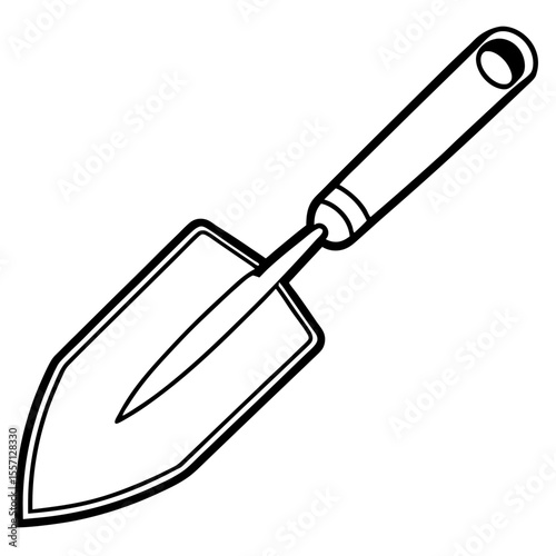 Trowel Tool Line Art Vector