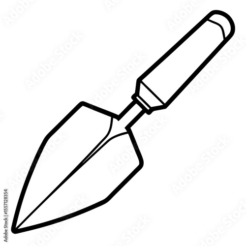 Trowel Tool Line Art Vector