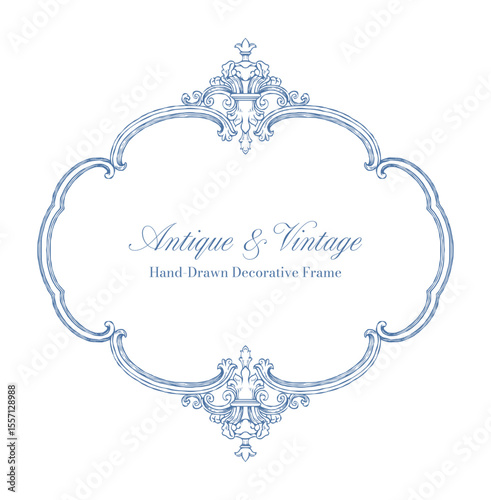Hand Drawn Baroque Style Frame Vintage Ornamental Vector Border