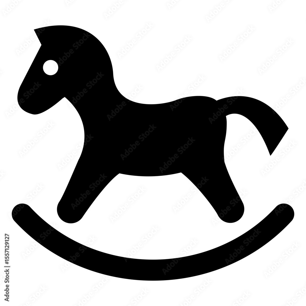 Icono silueta de caballito balancín de madera retro