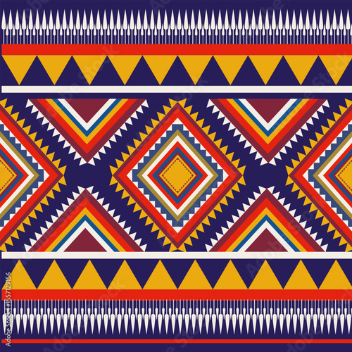 Geometric Ethnic pattern,style,semless,wallpaper
 American tribal fabric, carpet, vector,
illustration design, on navy blue background 