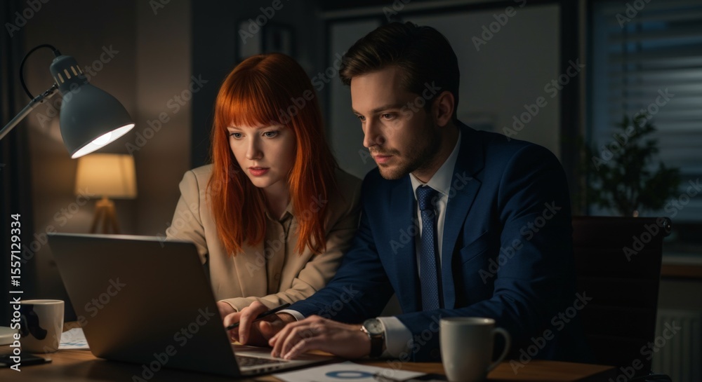 Fototapeta premium office staff stayed to work all night