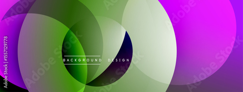 Abstract colorful circles overlap. Gradient shades create dynamic visual effect. Modern design element for backgrounds, presentations.