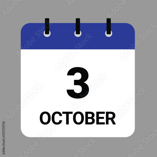 OCTOBER-03- Daily Calendar Icon - White Background