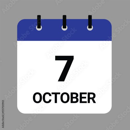 OCTOBER-07- Daily Calendar Icon - White Background