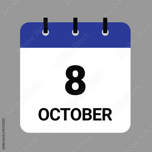 OCTOBER-08- Daily Calendar Icon - White Background