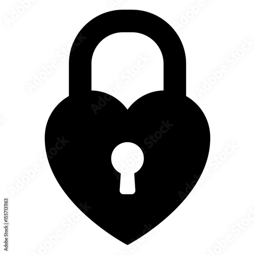 Icono silueta de candado con forma de corazón 