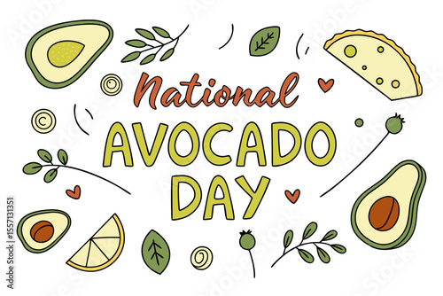 NATIONAL AVOCADO DAY vector illustration