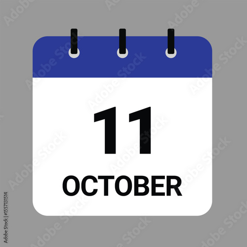 OCTOBER-11- Daily Calendar Icon - White Background