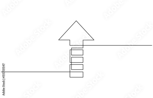 Arrow pointing right, line continuous drawing vector. One line Arrow pointing up, Single line Arrow pointing right, vector background. Arrow pointing right, icon. Continuous outline.