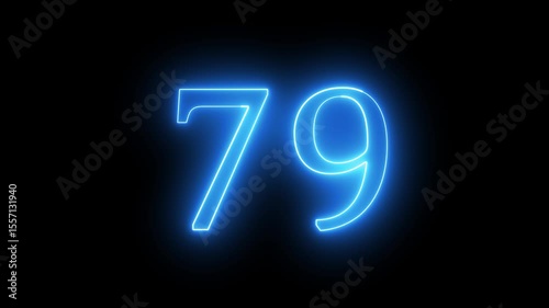 Wallpaper Mural Glowing neon blue color 79 numbers countdown animation icon on black background. Torontodigital.ca