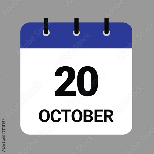 OCTOBER-20- Daily Calendar Icon - White Background