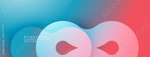 Abstract background features flowing shapes, gradient colors. Blue transitions to pink, creating modern visual effect. Minimalist design.